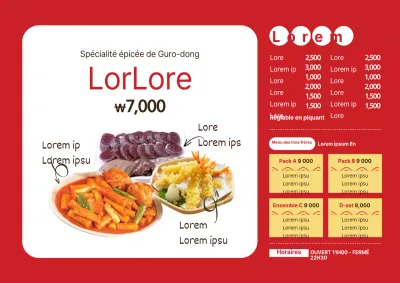 Menu de hamburger avec une grande image rouge et blanche d'un hamburger