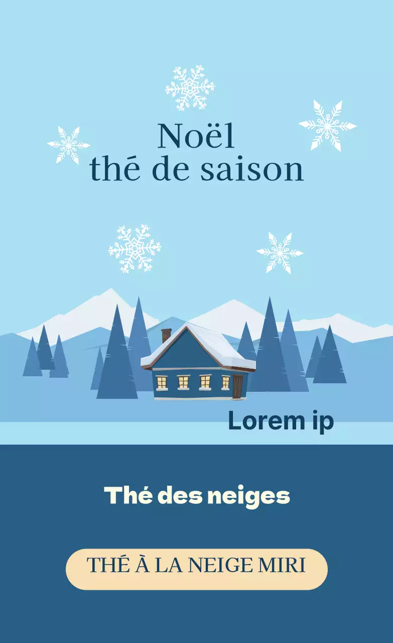 Étiquettes de thé illustrées en bleu pour la saison de Noël