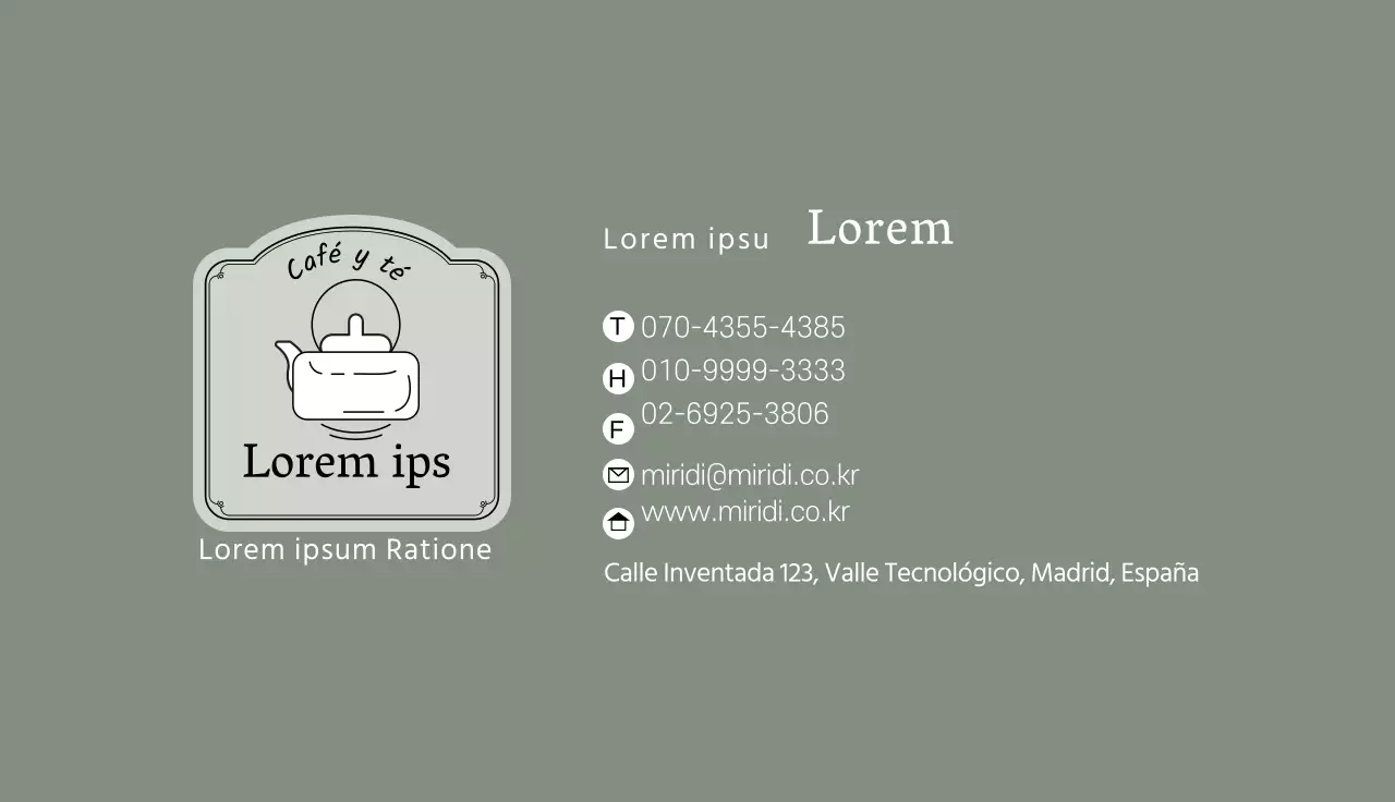 Verde gris ilustración logotipo café té tarjeta de visita