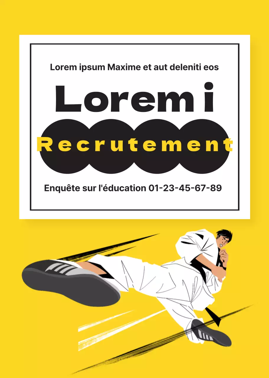 Illustration jaune pour la promotion d'une école de taekwondo