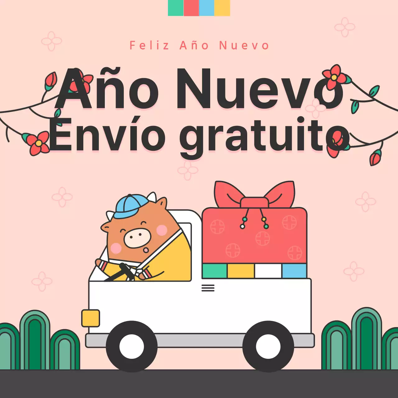 Guía de entrega del Año Nuevo rosa