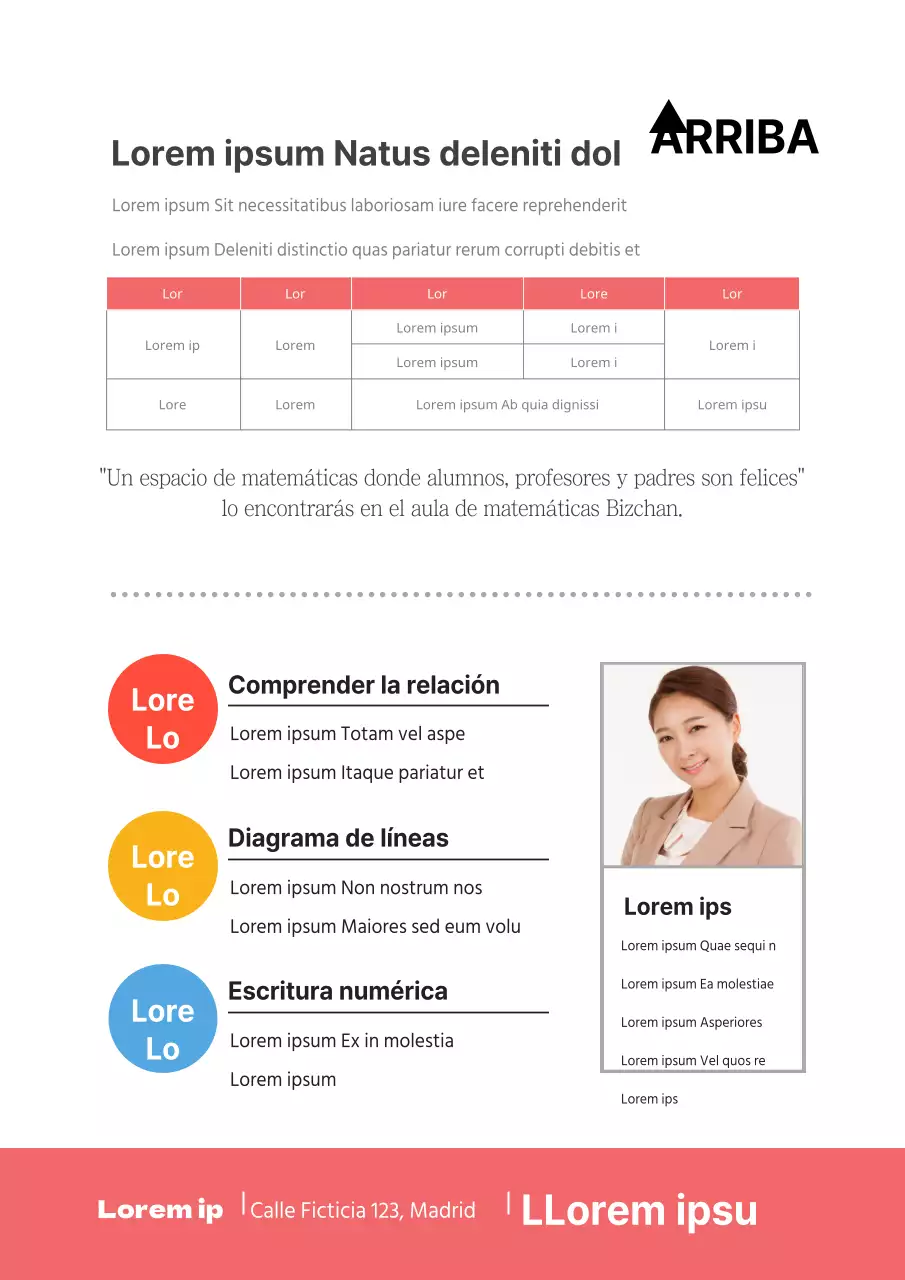 Promoción escolar de matemáticas con instrucciones paso a paso en rojo