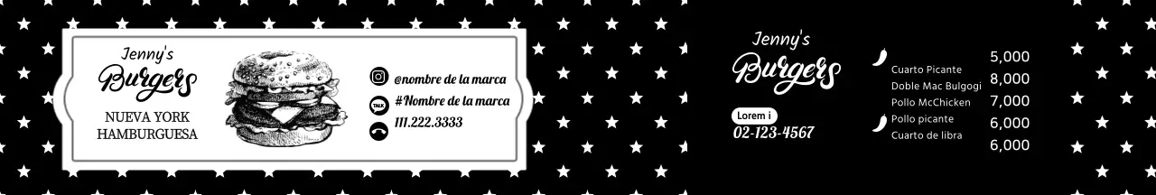 Etiquetas para hamburguesas hechas a mano con motivos de puntos retro negros