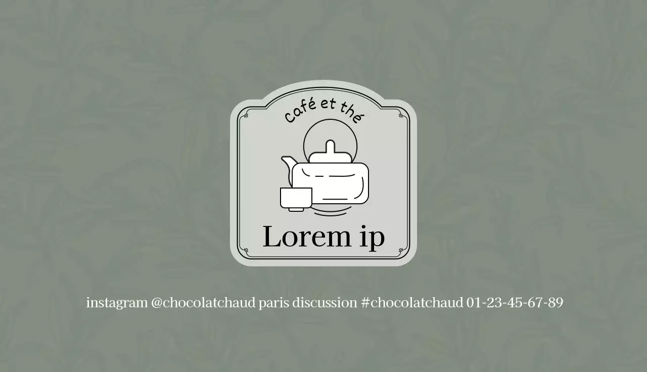 Illustration verte grise logo café thé carte de visite