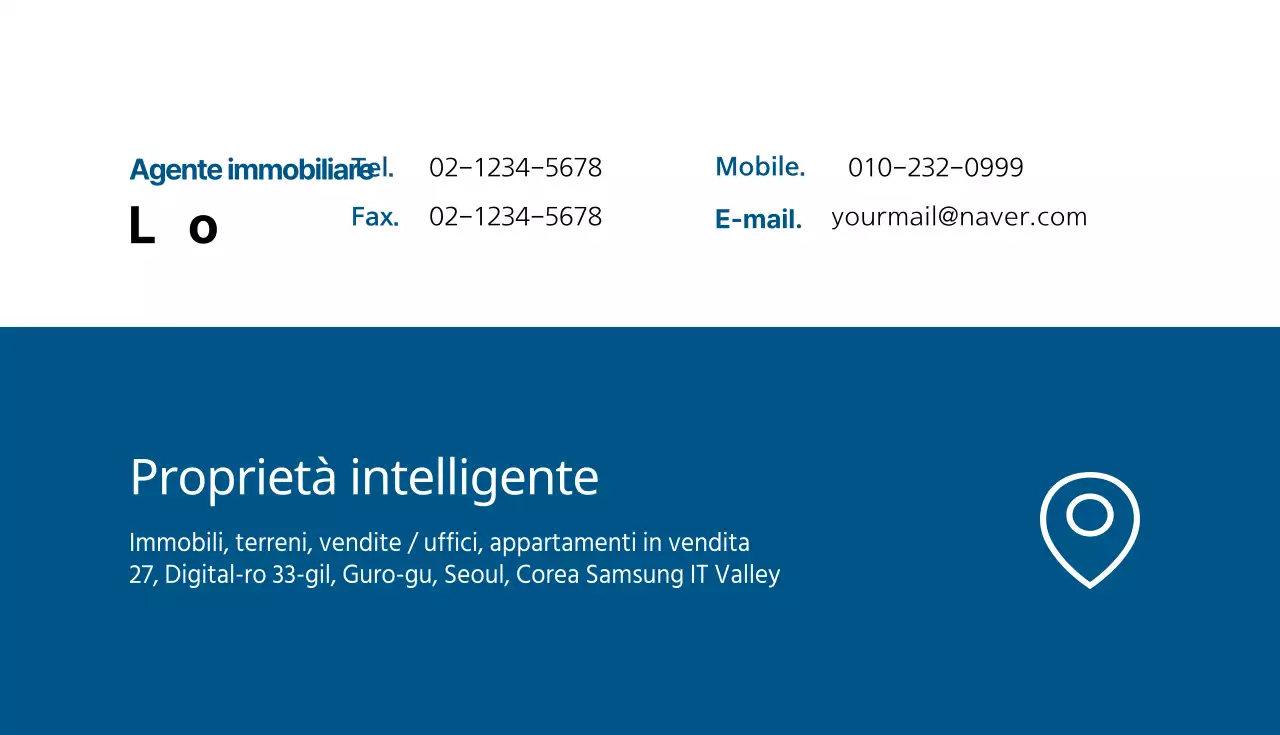 Biglietto da visita per una società immobiliare in blu