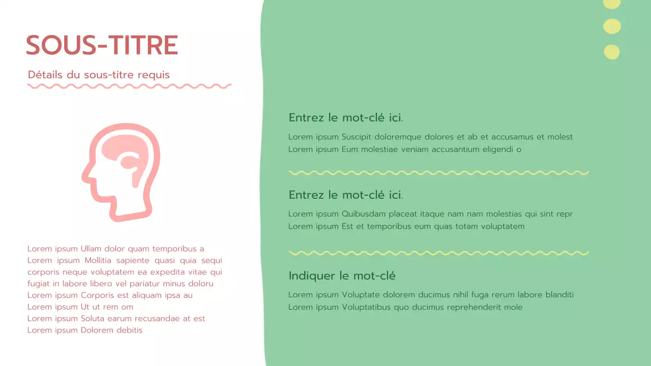 Un vert frais, une présentation psychologique arrondie