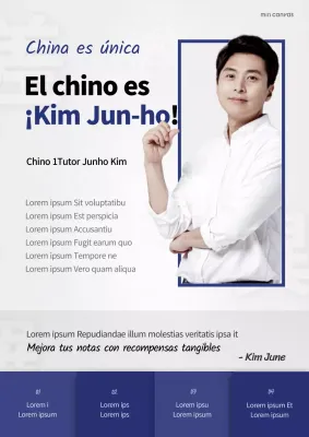 Presentación del instructor con un concepto limpio en blanco y azul