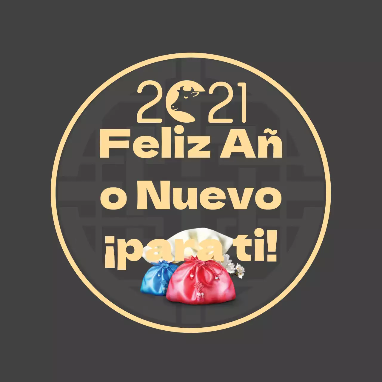 Etiqueta de felicitación de Año Nuevo con letras de foto doradas