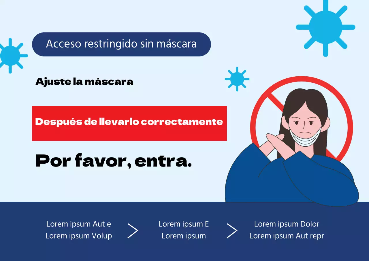 Azul Rojo Ilustración Corona Máscara Uso Prevención