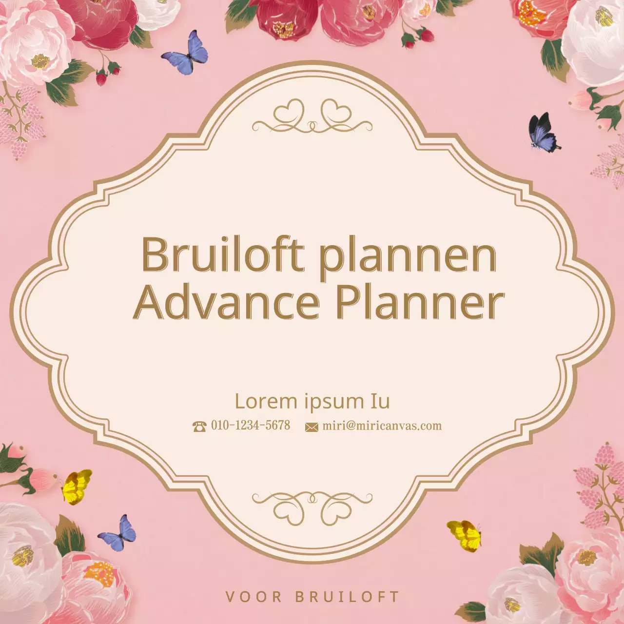 Een checklist voor trouwlocaties met roze en beige lentebloemenillustraties