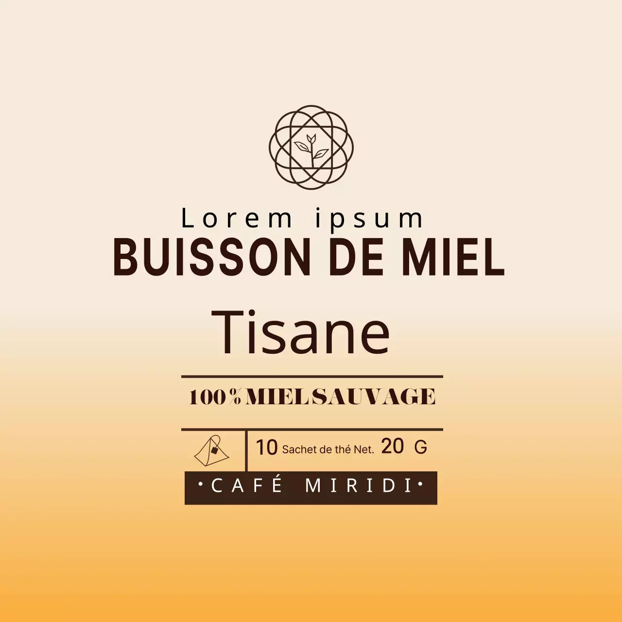 Étiquettes pour sachets de thé au miel de café illustrées en jaune