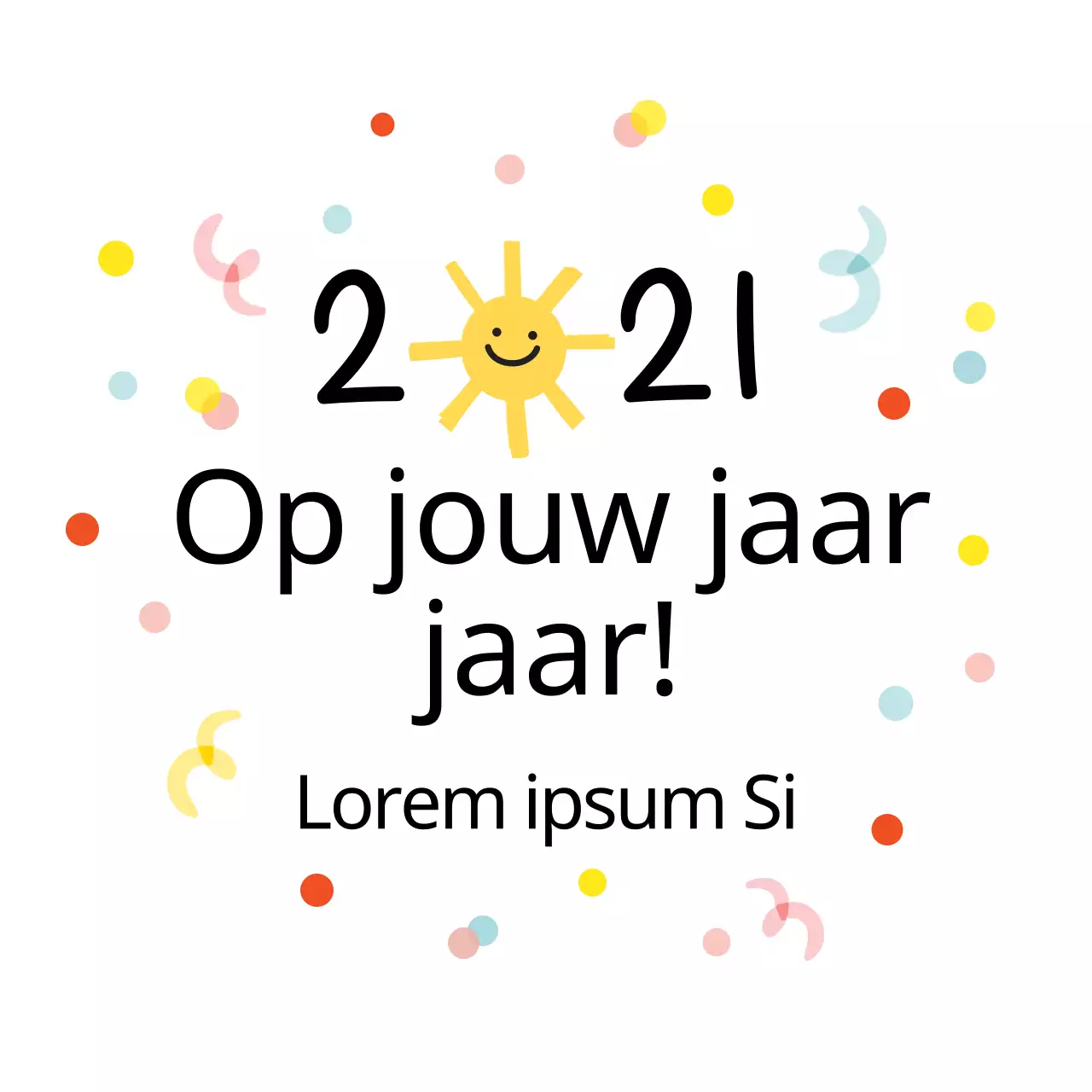 Geel Geïllustreerd Nieuwjaarslabel