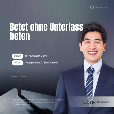 Grau Sauberes Konzept mit realistischem Pfarrer Gottesdienstführer