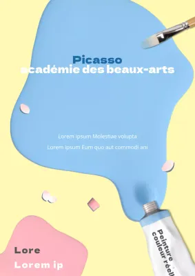 Mignon flyer d'école d'art en jaune et bleu clair