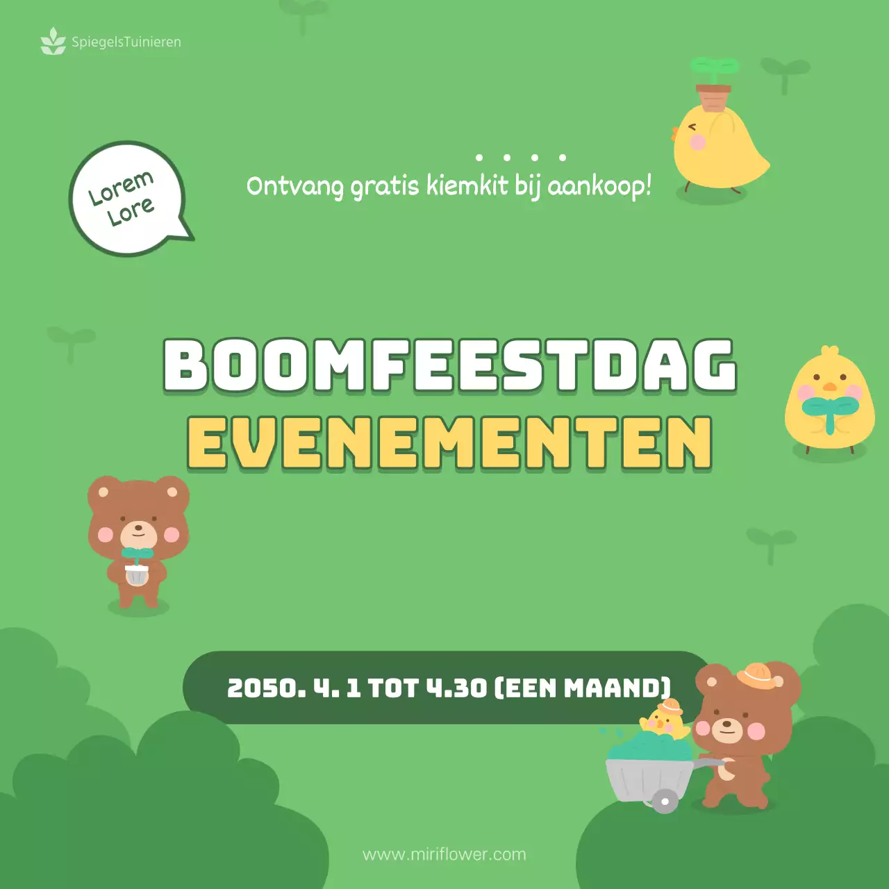 Arbor Day evenement met een leuke illustratie concept op een chartreuse achtergrond