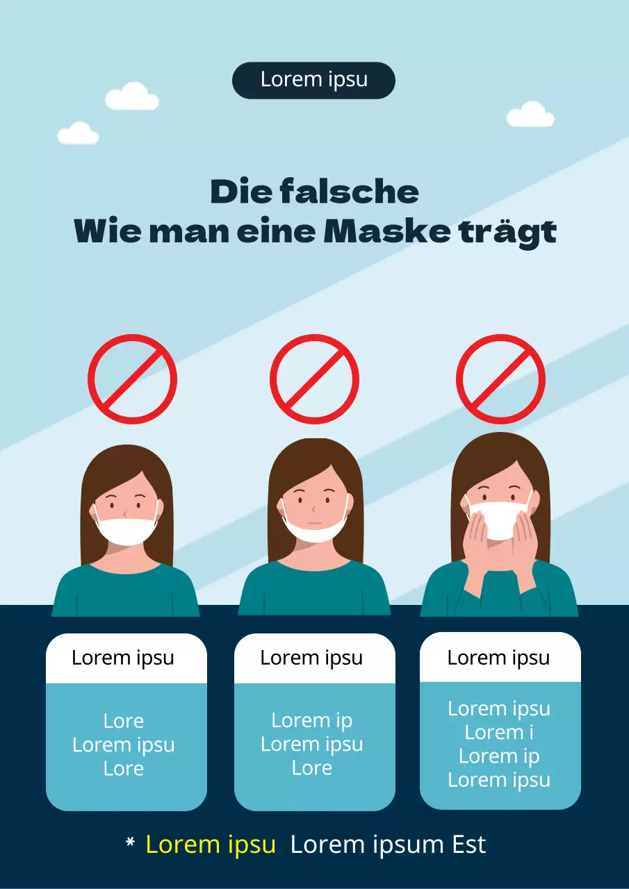 Einfacher blauer illustrierter Leitfaden zur Prävention des Coronavirus
