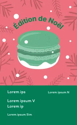 Étiquette de macaron de café dessert rose vert illustration mignonne de Noël