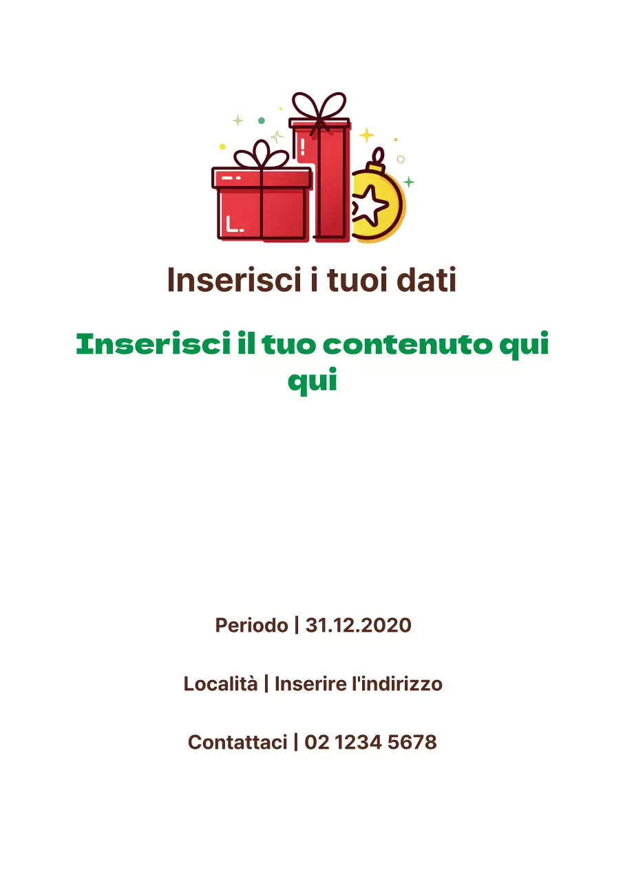 Annuncio di un semplice anniversario con illustrazione di un regalo di Natale verde