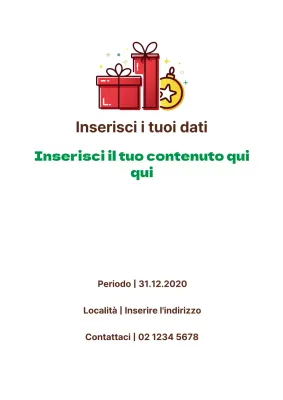 Annuncio di un semplice anniversario con illustrazione di un regalo di Natale verde