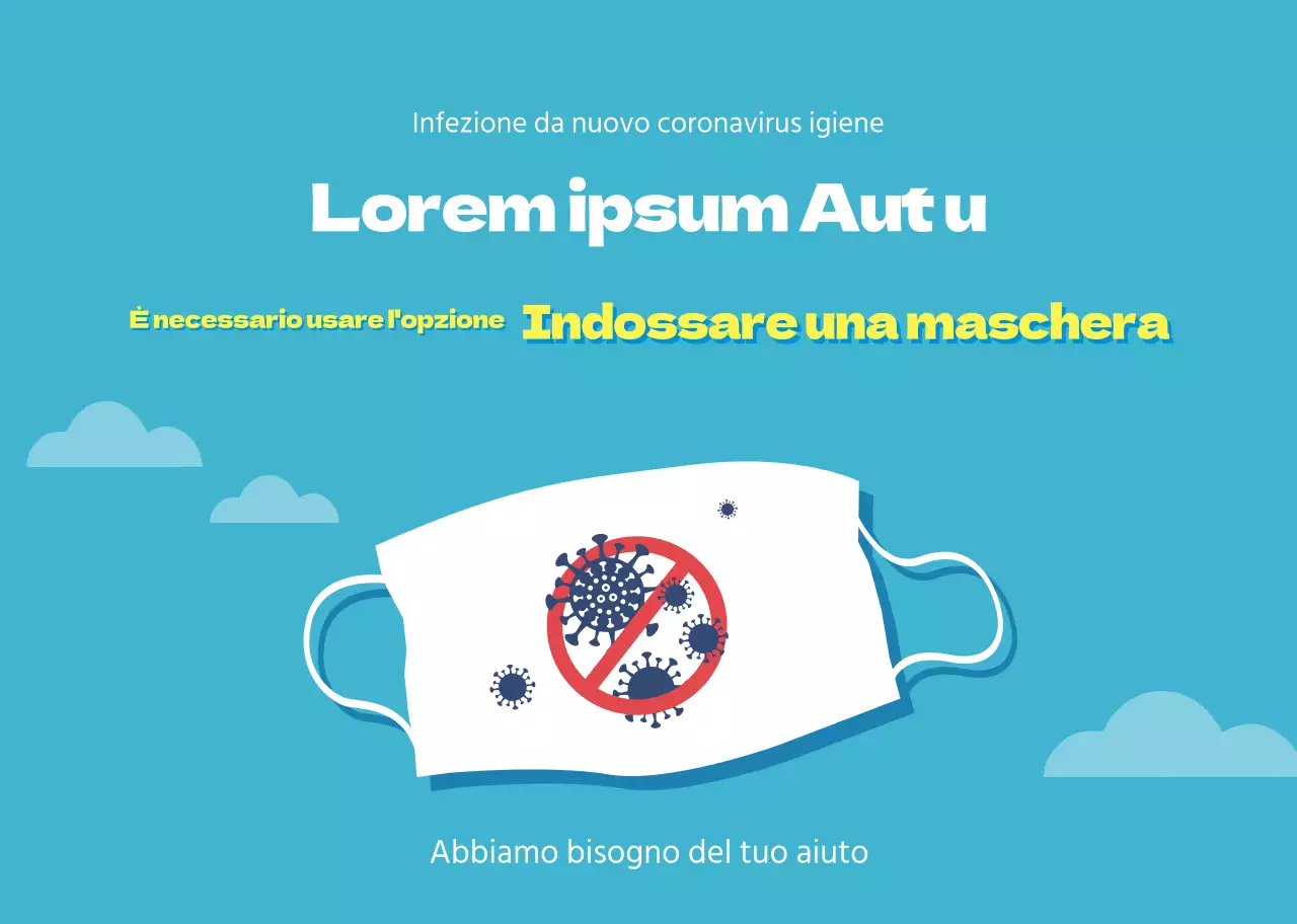 Istruzioni per indossare una maschera illustrata blu