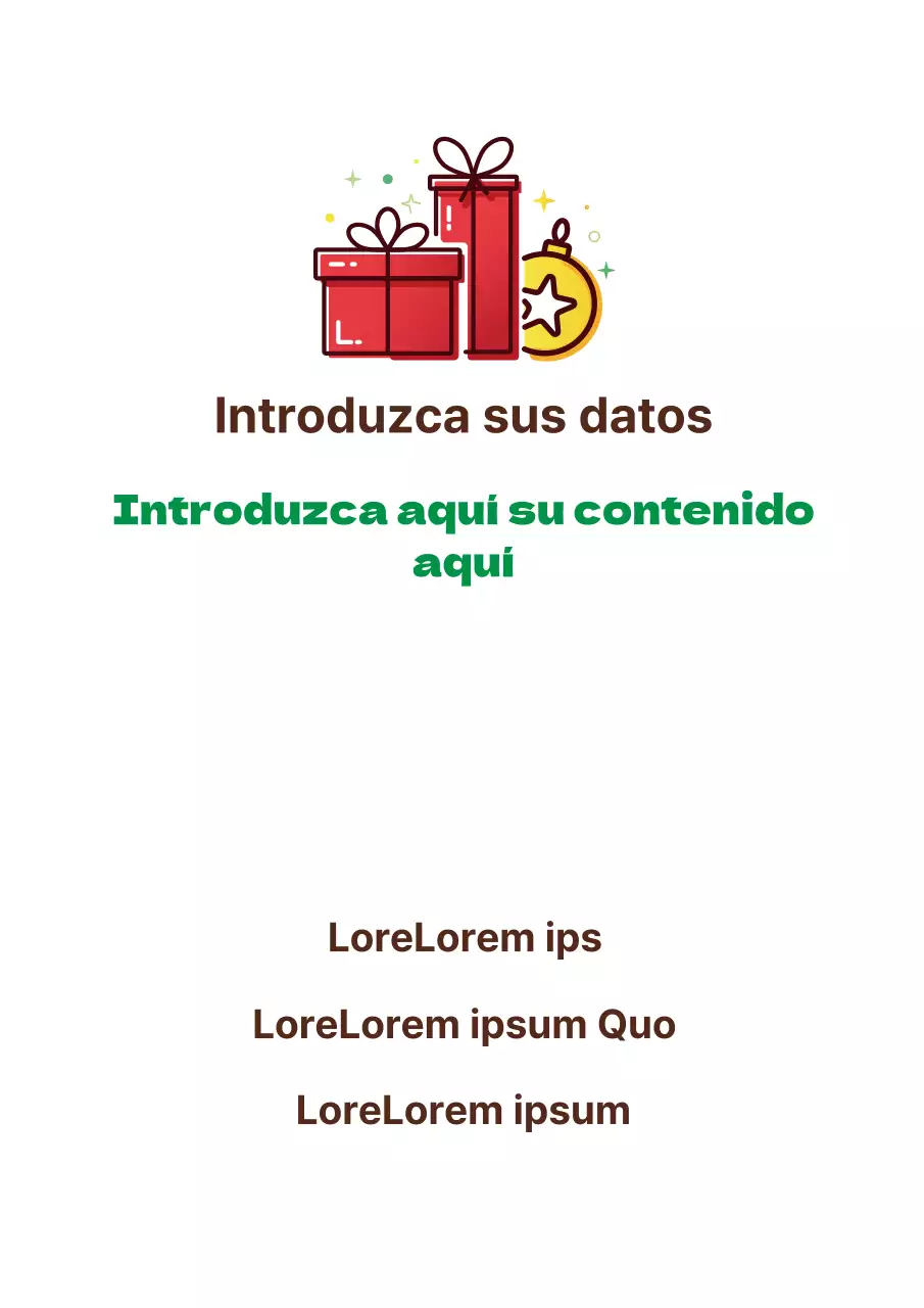 Anuncio sencillo de evento de aniversario con ilustración verde de regalo de Navidad