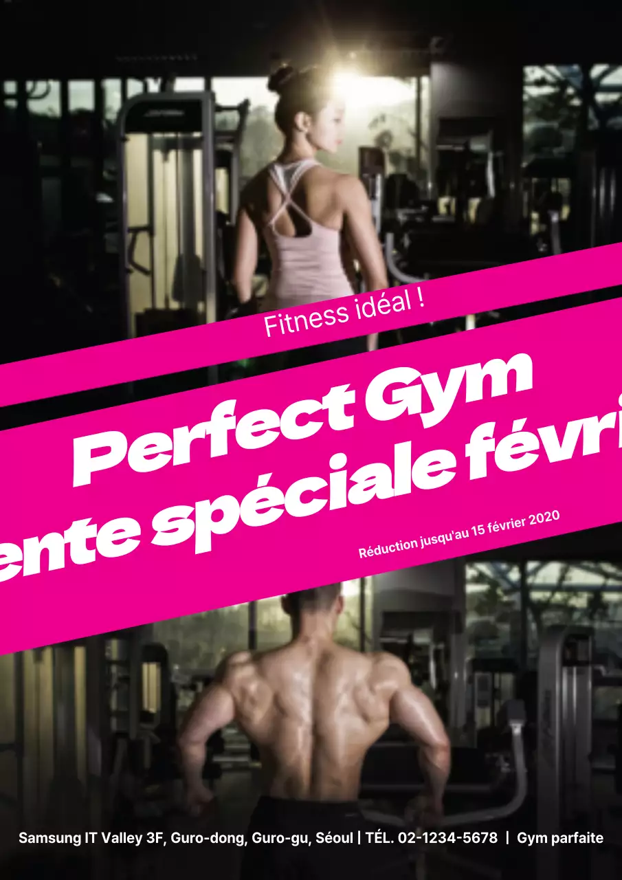 Flyer de fitness simple en rose