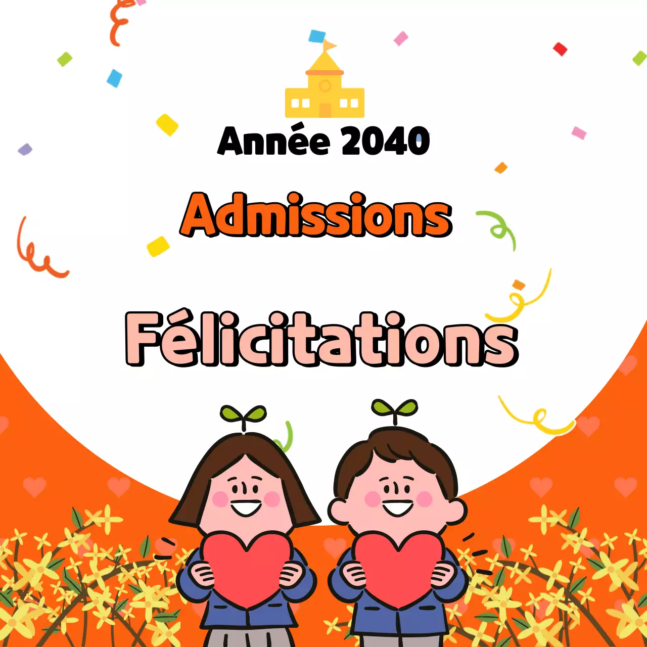 Rouge Félicitations pour votre nouvel emploi typographie illustration