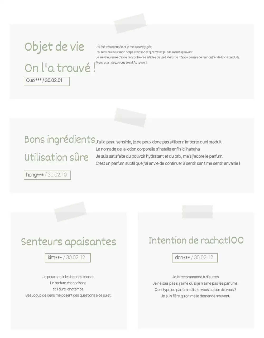 Page détaillée du produit corporel