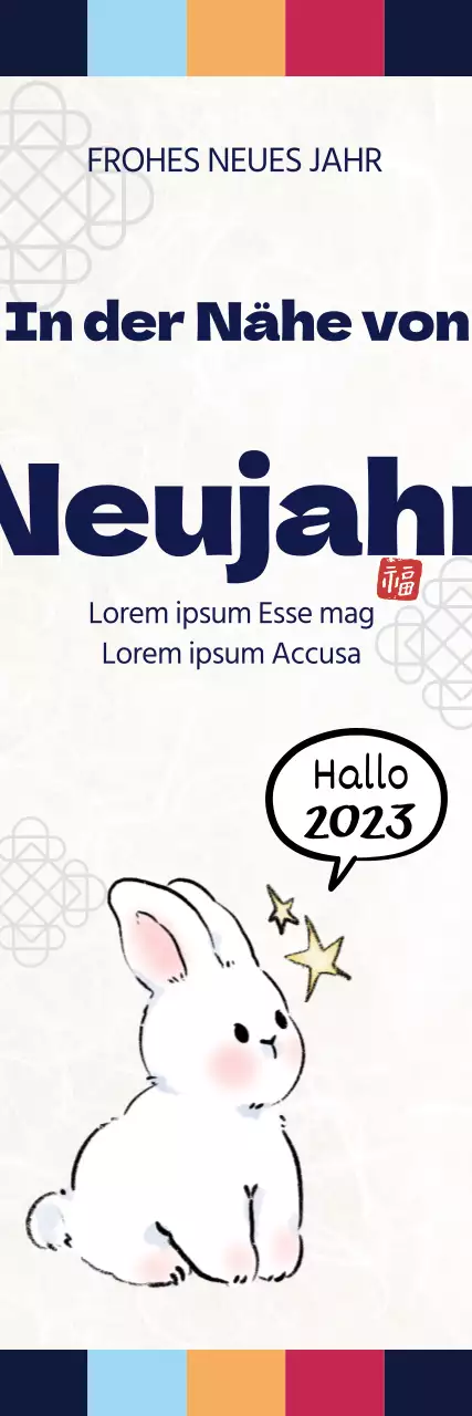 Primärfarben-Illustration niedliche traditionelle Neujahrsgrüße