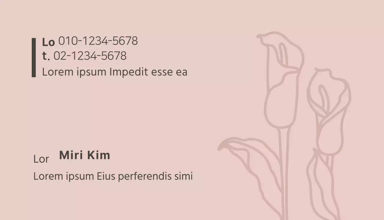 Tarjeta de visita de florista ilustrada en gris rosado