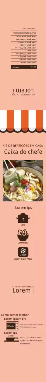 Etiqueta de udon em espeto ilustrado cor-de-rosa