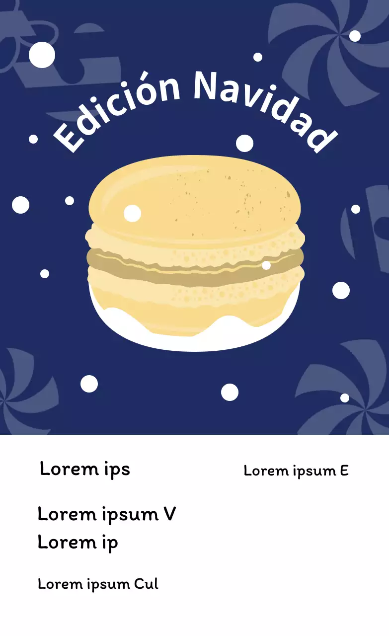 Amarillo azul marino ilustración lindo navidad café postre macaron etiqueta