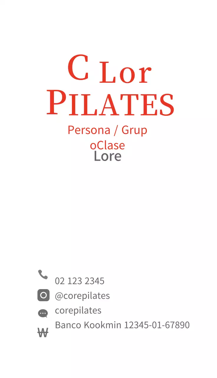 Tarjeta de visita roja ilustrada de Pilates