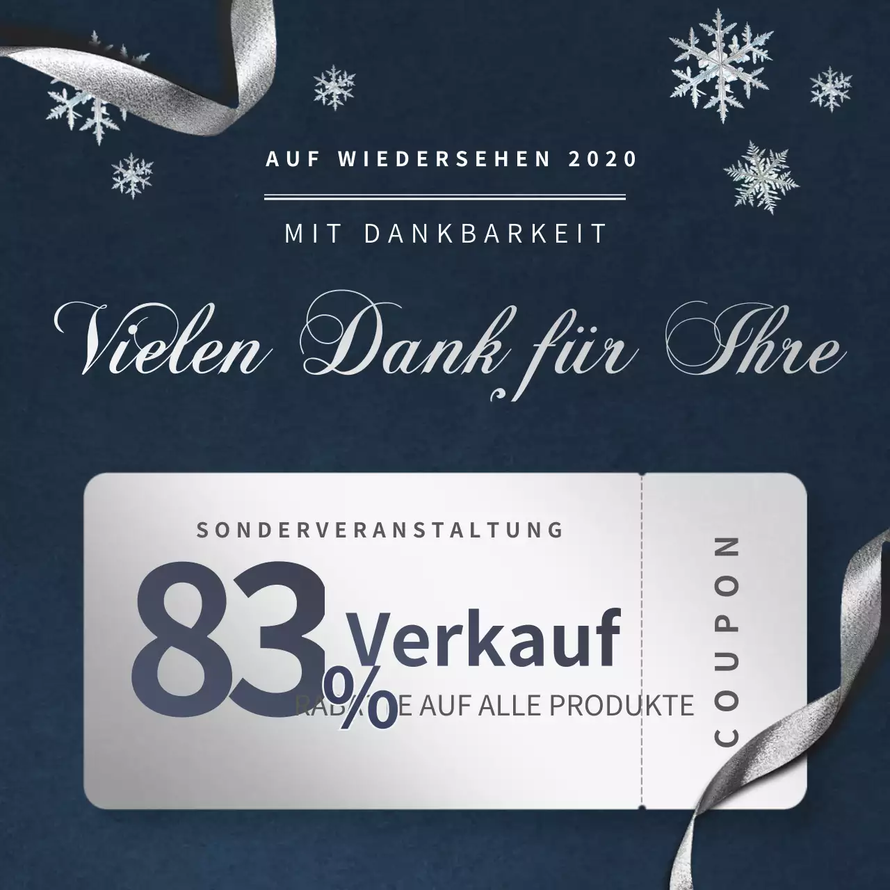 Banner für den Weihnachtsverkauf in Marineblau und Silber