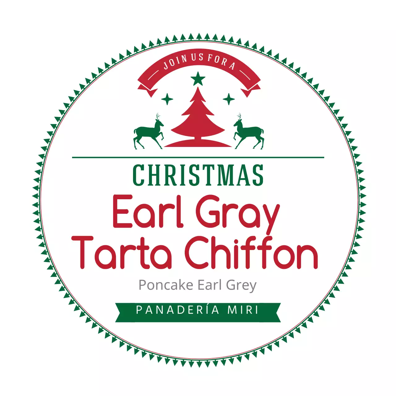 Verde Rojo Ilustración Etiqueta de panadería navideña