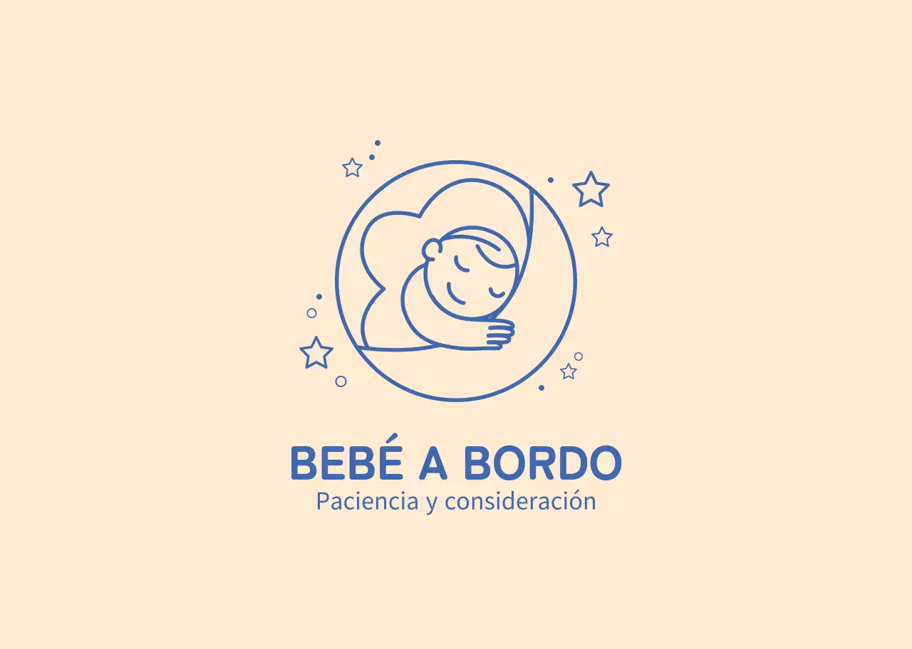 Ilustración azul albaricoque con un niño a caballo