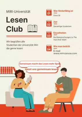 Anwerbung eines netten orangefarbenen Universitäts-Leseclubs
