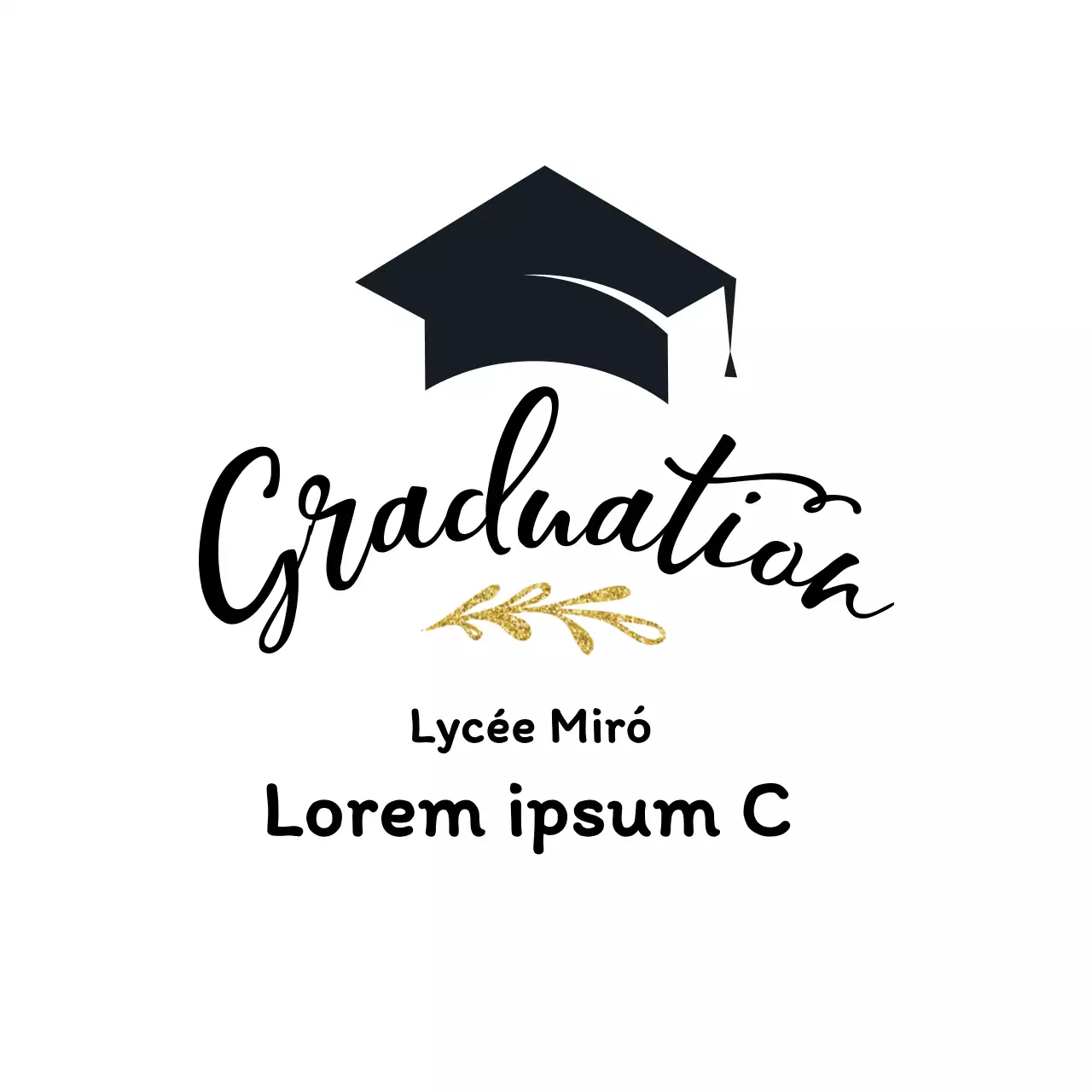 Illustration noir et or célébration de la remise des diplômes