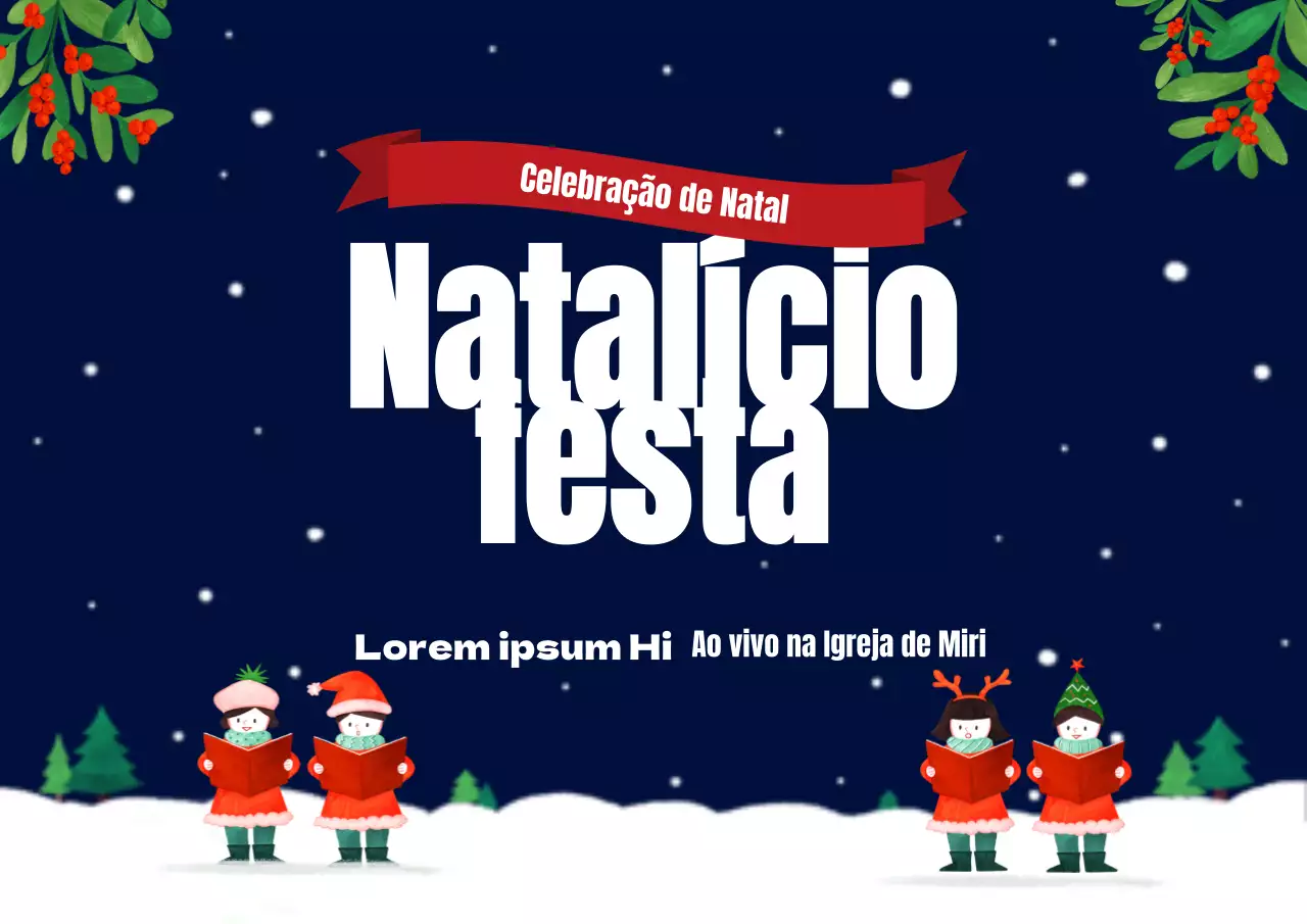 Cartaz horizontal da festa de Natal do céu noturno azul-marinho