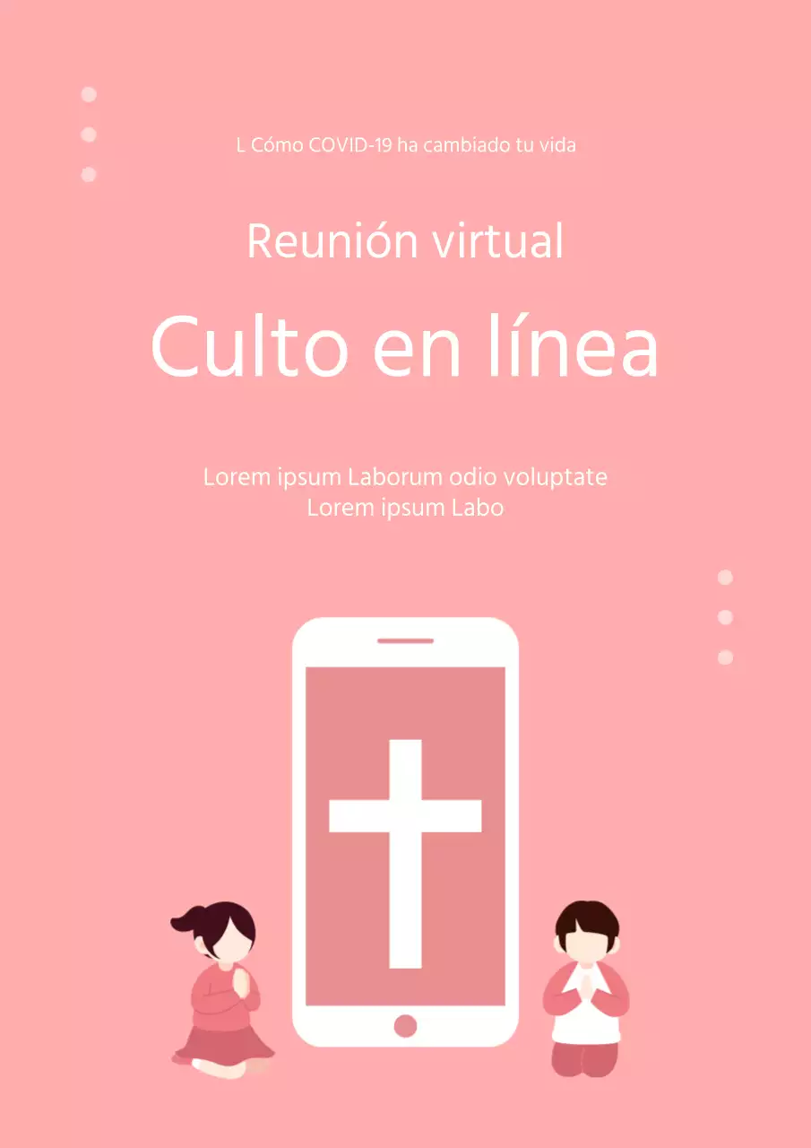 Bonito cartel de color coral para un servicio presencial