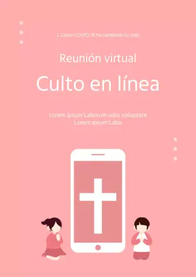 Bonito cartel de color coral para un servicio presencial