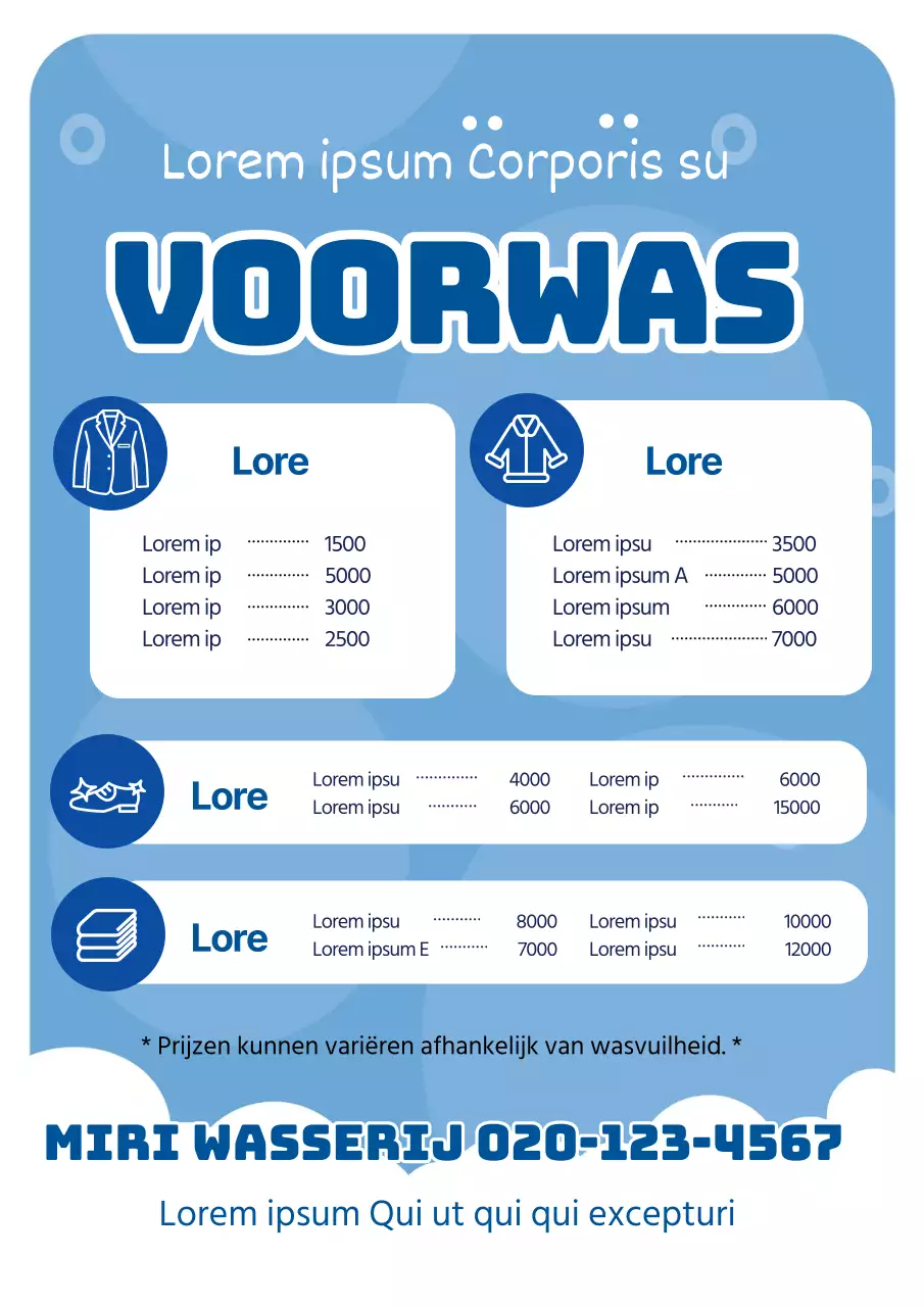 Blauwe illustratie voor een schone was