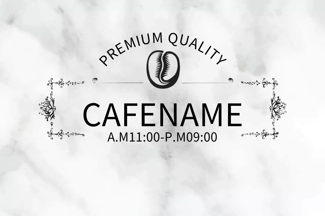 白 シンプル カフェ 営業時間 ファンシーバナー