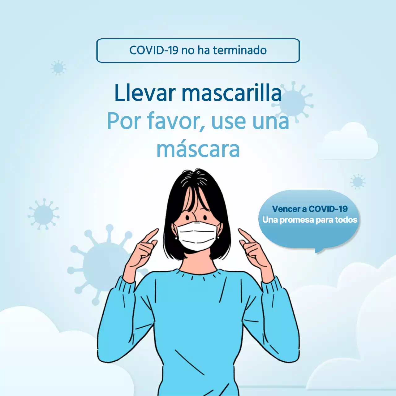 Aviso corona texto limpio azul