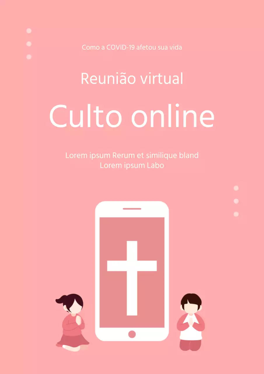 Cartaz giro em cor coral para um serviço presencial