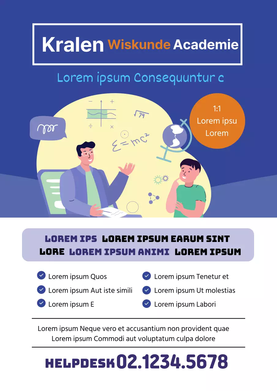 Blauwe illustratie schone wiskunde school promotie