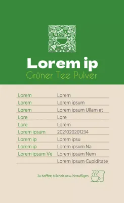 grünes logo saubere lebensmittel grüner tee pulver detail etikett