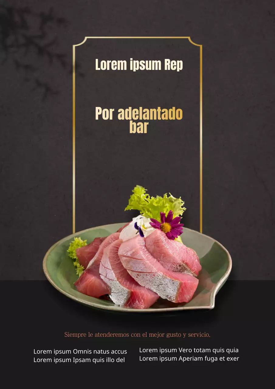 Cartel publicitario del menú de un restaurante de sushi
