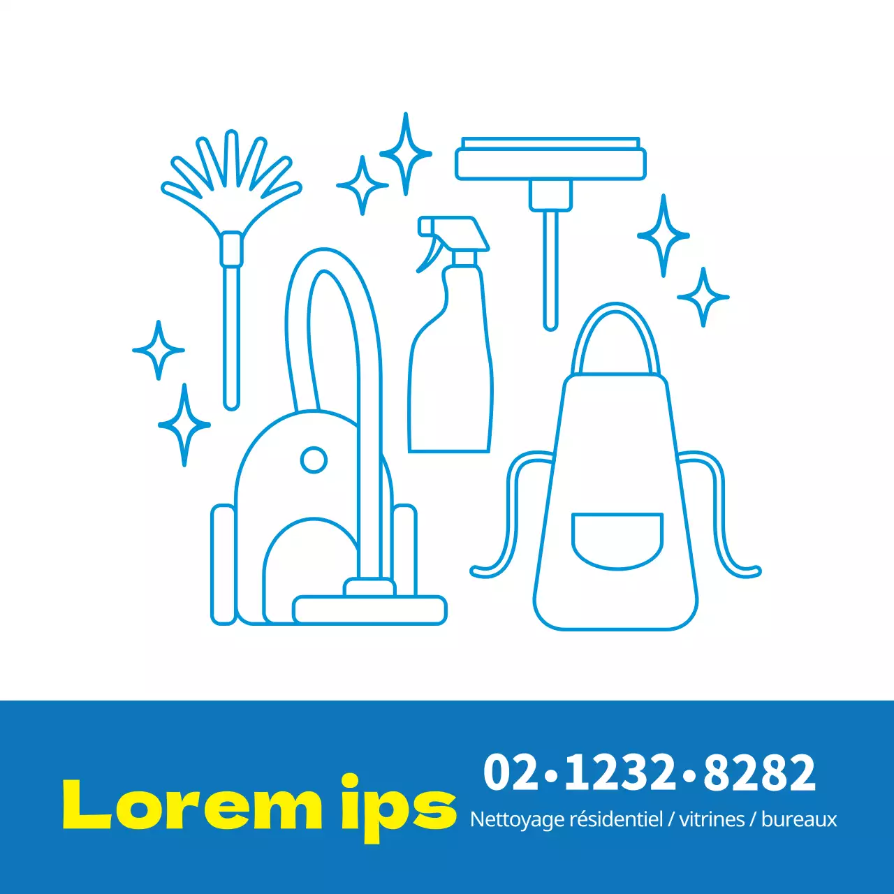 Illustration violette Promotion d'un service de nettoyage à domicile bien rangé