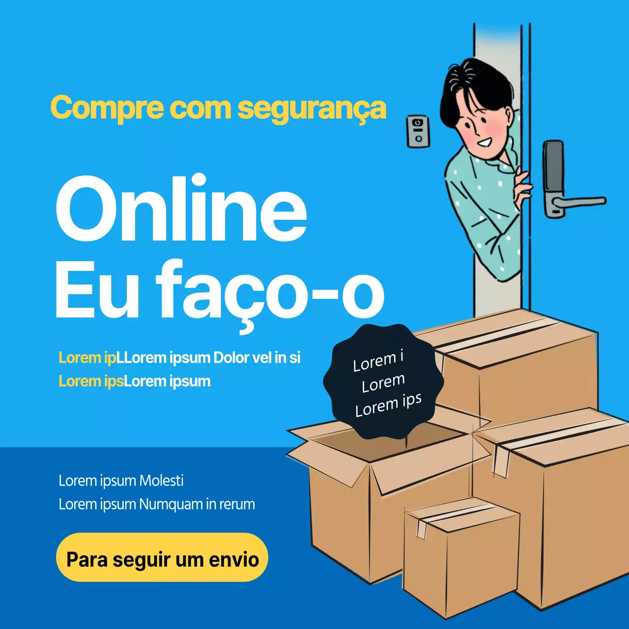 Azul, limpo e arrumado, sem contacto, entrega segura de compras